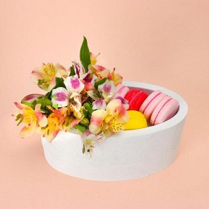 Пенобокс 20*10*10 см кашпо для цветов и подарков "Овал", белый