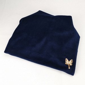 Вд1585-58 Шапка велюровая двойная конвертик Бабочка темно-синяя