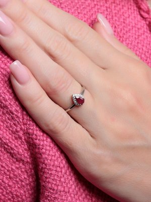 Серебряное кольцо с топазом белым и рубином нат. (h) R-DRGR00906-RB-T
