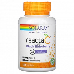 Solaray, Reacta C с черной бузиной, 120 вегетарианских капсул