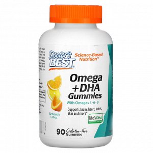 Doctor's Best, Omega 3 + DHA, серьезно цитрусовые, 90 жевательных конфет