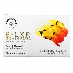 Beekeeper's Naturals, B. LXR Brain Fuel, 6 Vials, 0.35 fl oz (10 ml) Each