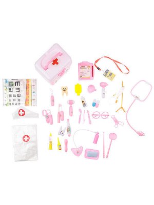 Игрушка Состав: 100% пластик; 
Цвет: розовый
Игровой набор "Доктор"
В удобном медицинском чемоданчике хранятся все инструменты, необходимые юному доктору.
В сюжетно ролевой игре ребенок начинает охва