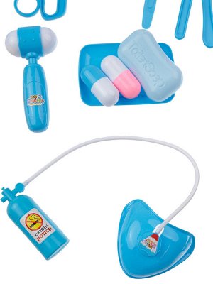 Игрушка Состав: 100% пластик; 
Цвет: голубой, белый
Игровой набор "Доктор"
В удобном медицинском чемоданчике хранятся все инструменты, необходимые юному доктору.
В сюжетно ролевой игре ребенок начина
