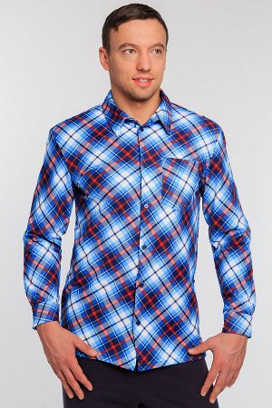 Рубашка Ткань: футер 2-х нитка
Состав: хлопок 100%
Цвет: голубой

Клетчатая рубашка с начесом свободного классического силуэта, на манжетах - пуговицы.