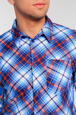 Рубашка Ткань: футер 2-х нитка
Состав: хлопок 100%
Цвет: голубой

Клетчатая рубашка с начесом свободного классического силуэта, на манжетах - пуговицы.