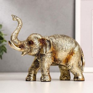 Сувенир полистоун "Золотой слон" 13х16,8х6,5 см