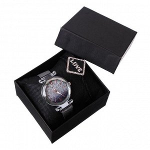 Подарочный набор 2 в 1 Love: наручные часы и браслет, d=3.5 см, ремешок магнит