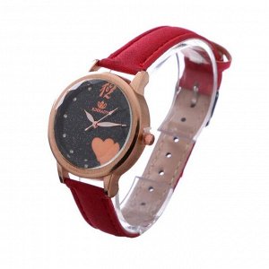 Подарочный набор 2 в 1 Rinnady: наручные часы и браслет, d=3.8 см, красный