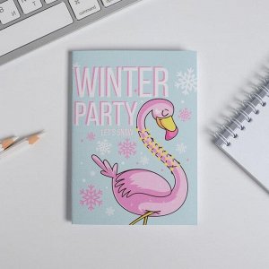 Набор обложка для паспорта полноцвет, блокнот прикол и ручка Winter party