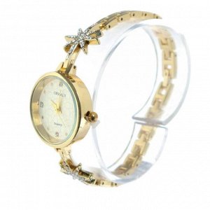 Подарочный набор 3 в 1 "Снежинка": наручные часы d=2.7 см, серьги, кулон