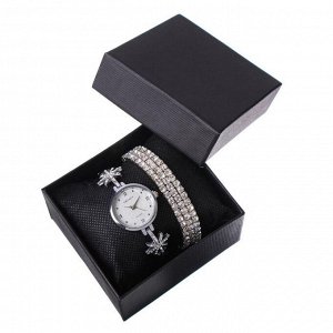 Подарочный набор 2 в 1 Grealy: наручные часы и браслет, d=2.7 см