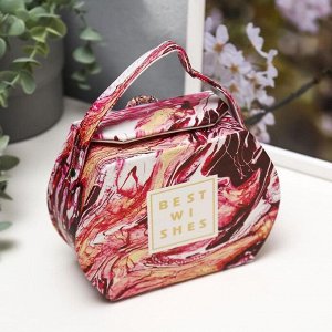 Шкатулка кожзам для украшений "Мрамор розовый" сумочка 12х16х7 см