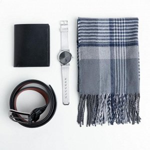 Набор "Драйва и удачи!", шарф (195х35 см), ремень (122х3,7 см), кошелёк и наручные часы