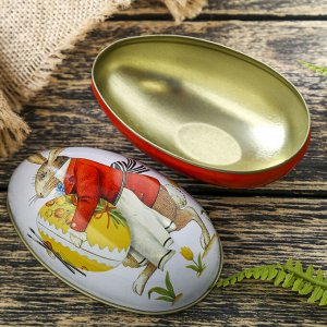 Шкатулка металл яйцо "Кролик с яйцом" 11,3х6,7х6 см