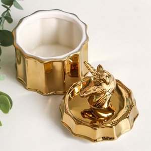 Шкатулка керамика "Золотой единорог" 12,5х8х8 см