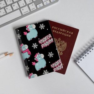 Набор обложка для паспорта полноцвет, блокнот прикол и ручка "Зимние чудеса"