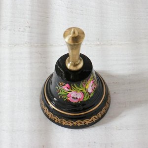 Колокольчик Валдайский "№4. Цветы", расписной, с короткой ручкой, d=45 мм