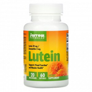 Лютеин Jarrow Formulas, Лютеин, 20 мг, 60 капсул. Лютеин 20 мг/Зеаксантин 1 мг. Лютеин — это антиоксидантный каротиноид, встречается в природе вместе с зеаксантином. Лютеин и зеаксантин концентрируютс