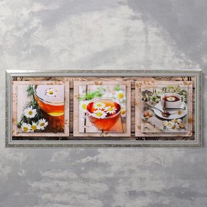 Часы-картина настенные, серия: Цветы, "Ромашковый чай", 35 х 100 см