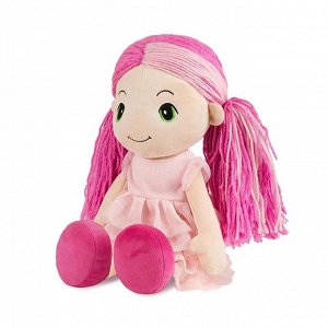 Мягкая игрушка «Кукла Стильняшка» с розовой прядью в платье с воланами, 40 см
