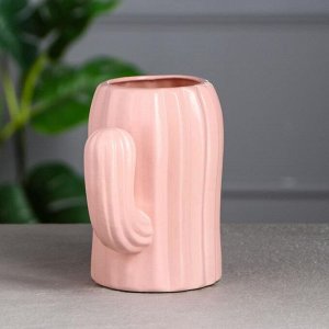 Ваза керамика настольная "Кактус", розовая, 16 см