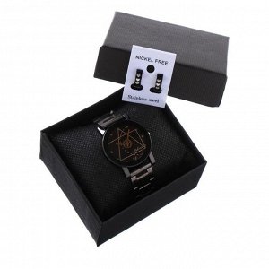 Подарочный набор 2 в 1 "Medissa": наручные часы, d=3.2 см, серьги