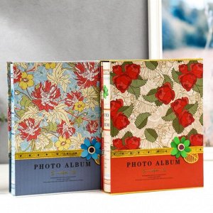 Фотоальбом на 200 фото 10х15 см "Цветы и листья" в коробке МИКС 26,5х20,7х5,5 см