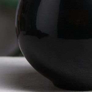 Ваза керамика настольная "Пайрус", глазурь, чёрная, 25 см