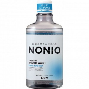 LION Ежедневный зубной ополаскиватель "Nonio" с длительной защитой от неприятного запаха (аромат трав и мяты) 600 мл / 12