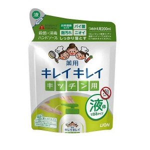 LION Кухонное мыло для рук  "KireiKirei" с антибактериальным эффектом 200 мл (мягкая упаковка) / 24