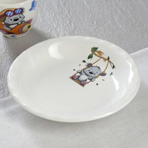 Набор посуды "Мишка", 3 предмета: чашка 0.2 л, пиала 0.6 л, тарелка 17 см, микс