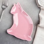 Блюдо сервировочное Доляна «Милашки. Котик», 12x16,5x2 см, цвет розовый