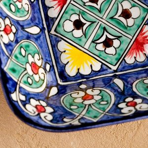 Салатница узбекская Риштанская Керамика «Цветы», 13x5 см, синяя, МИКС