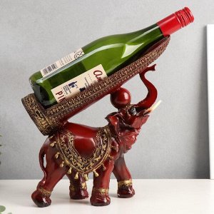 Сувенир подставка под бутылку полистоун "Слон с попоной с кисточками" 29х28х10,5 см