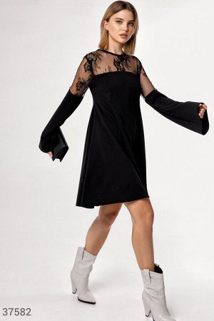 Gepur Свободное платье с ажурной кокеткой