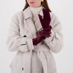 Перчатки женские безразмерные, комбинированные, с утеплителем, для сенсорных экранов, цвет бордовый