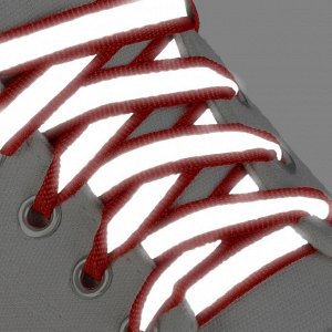 Шнурки для обуви, пара, плоские, со светоотражающей полосой, 10 мм, 110 см, цвет красный 1859411