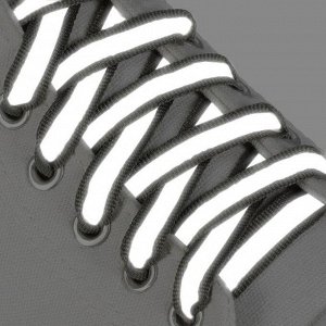 Шнурки для обуви, пара, плоские, со светоотражающей полосой, 10 мм, 100 см, цвет серый 1859414