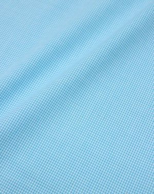 Ткань блузочно-сорочечная "Мелкая бирюзовая клетка", ш.1.5м, хлопок-100%, 100гр/м.кв
