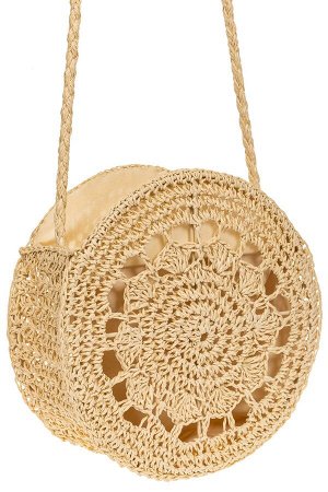Круглая плетеная сумка из соломы, цвет слоновая кость
