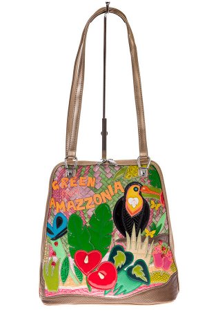 Сумка-рюкзак из искусственной кожи с попугаем