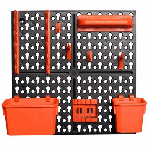"Blocker" Панель для инструментов на стену пластмассовый "Expert" 32,6х10х32,6, с наполнением, малая, черно-оранжевый (Россия)