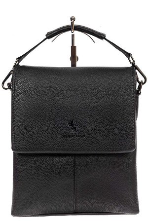 Чёрная сумка-планшет из фактурной натуральной кожи