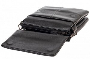 Чёрная сумка-планшет из фактурной натуральной кожи