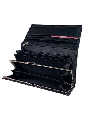 Полноразмерный кошелёк-портмоне из натуральной кожи, цвет чёрный