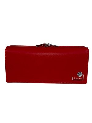 Женский кошелёк-портмоне из искусственной кожи с металлическим декором, цвет красный