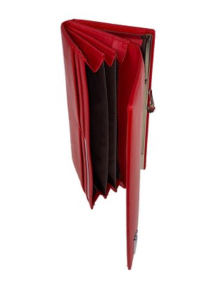 Женский кошелёк-портмоне из искусственной кожи с металлическим декором, цвет красный