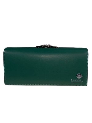 Женский кошелёк-портмоне из искусственной кожи с металлическим декором, цвет зелёный