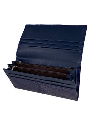 Женский кошелёк-портмоне с фактурой крокодила, цвет синий